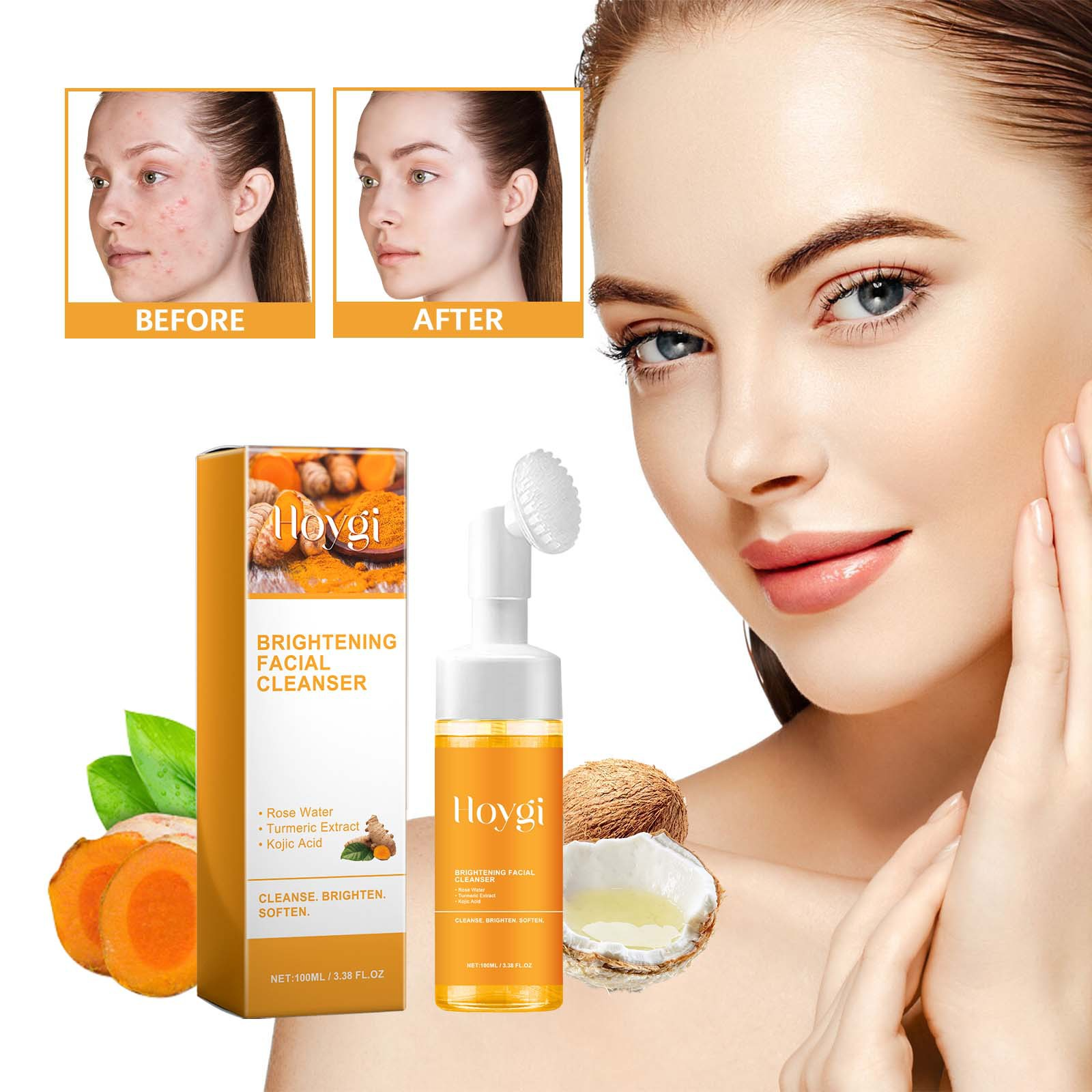 Turmeric Brightening Facial Cleanser - Deep Clean, Even Tone & Glow Boost | LuxeLane