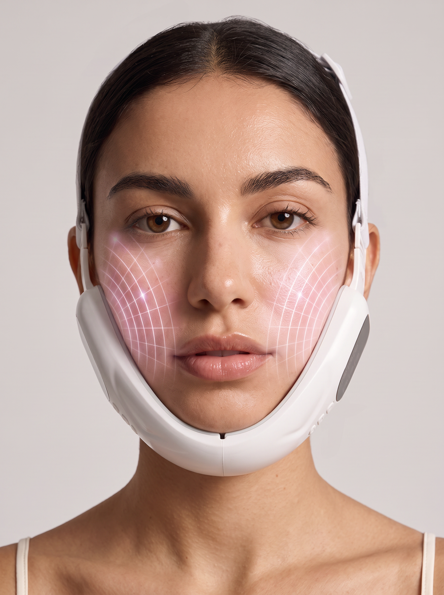 Facial Slimming Device worn along the jawline, front view